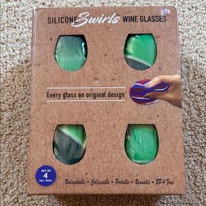 Silicone Swirls Wine Glasses Set of 4